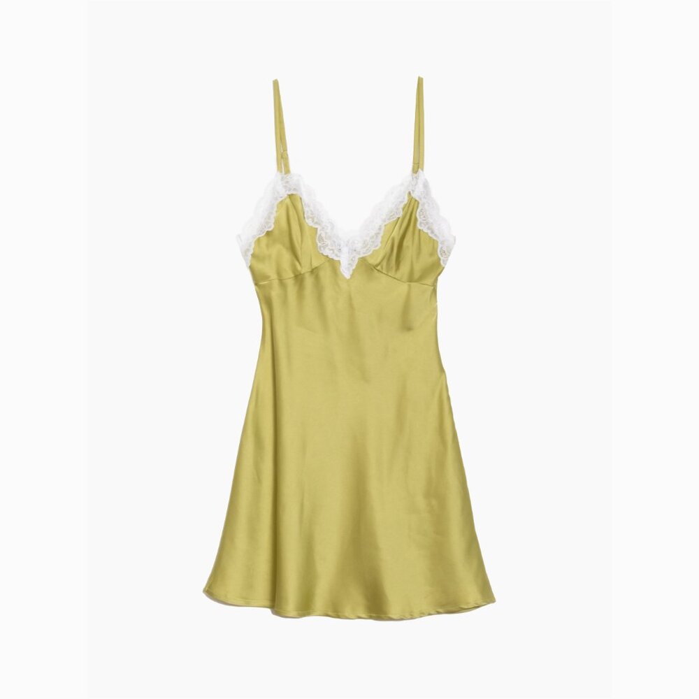 Los Feliz Satin Mini Slip Dress Moss Green S,M,L - Picture 4 of 6